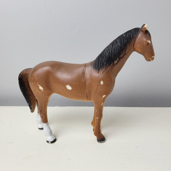 Vintage Farm Animals 1980s Grey and Brown Horse Cow Pig Play Figure Toys - Picture 13 of 15